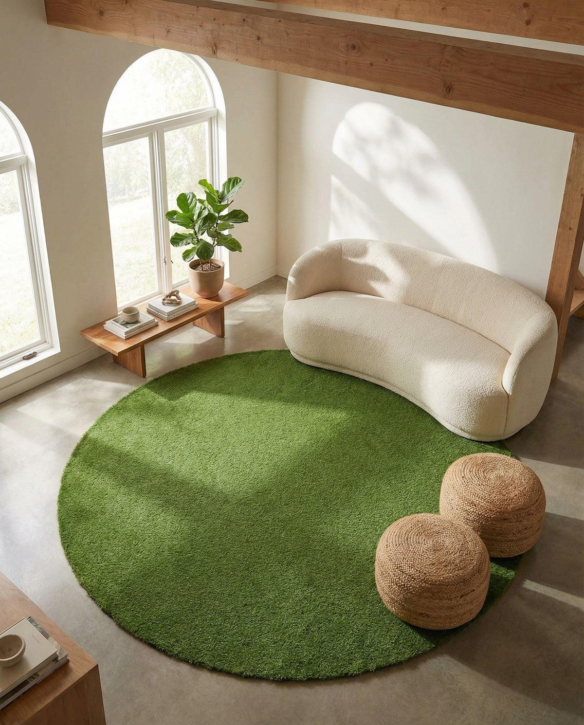Meadow Retreat Collection Area Rug - Glen Round Green  lifestyle 149