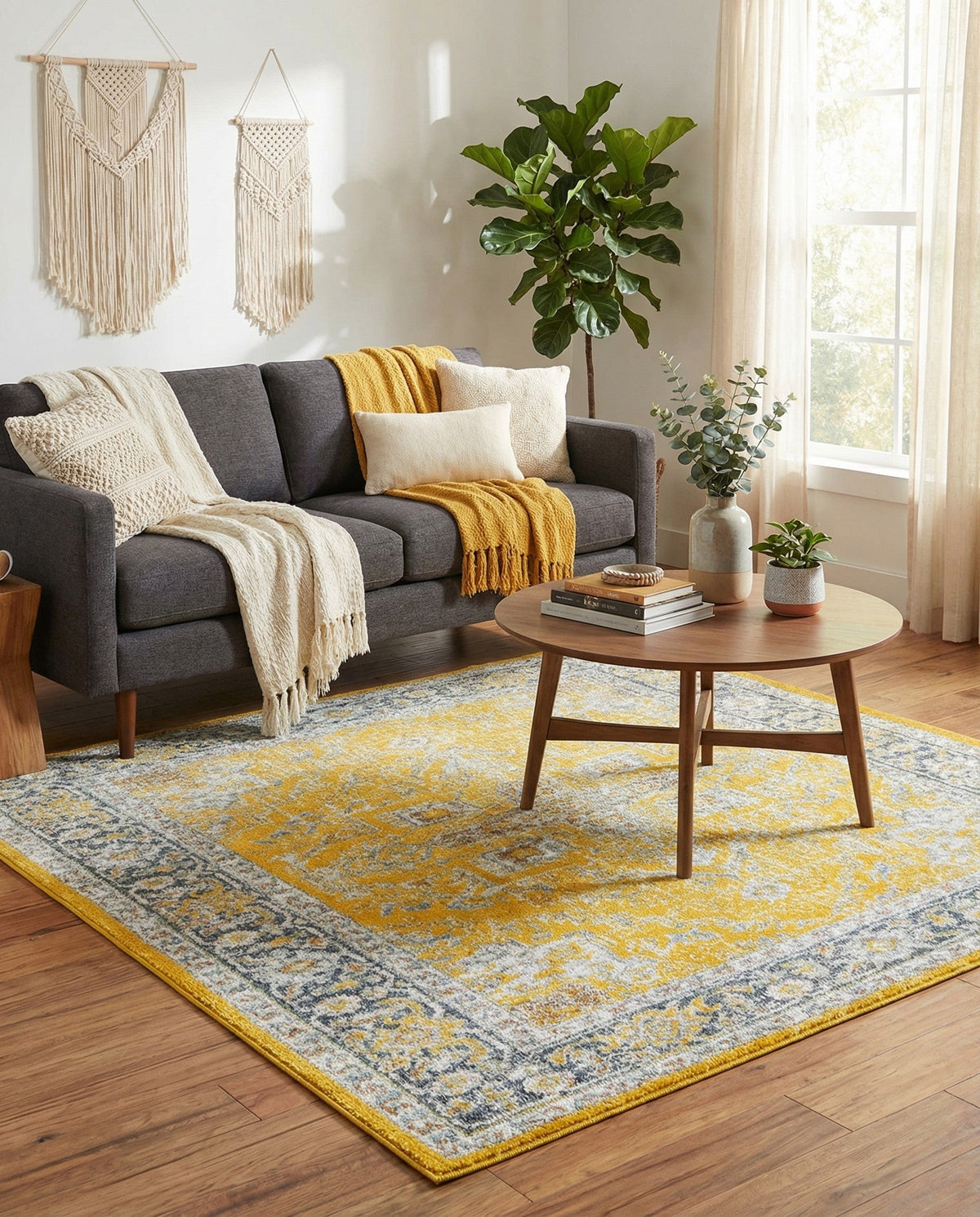 Caribbean Breeze Collection Area Rug -  Andros Square Yellow  lifestyle 140