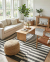 Seaside Stripes Collection Area Rug - Cabana (Charcoal) Rectangle Charcoal  lifestyle 12