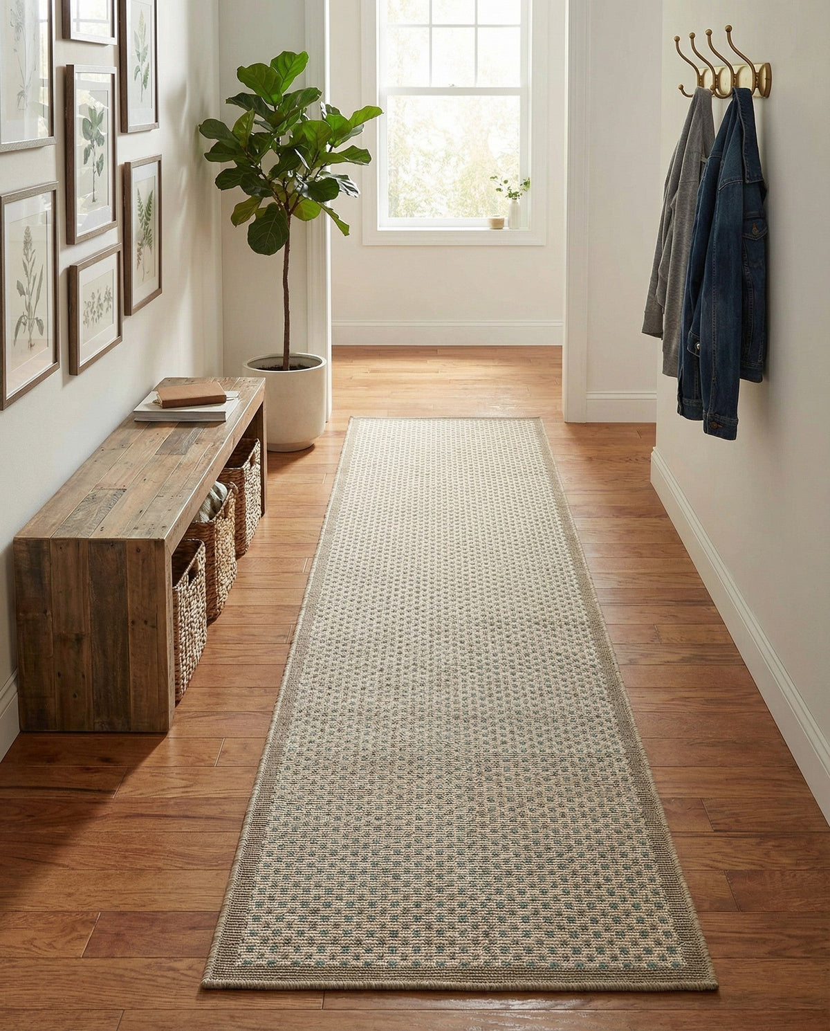 Terrace Fringe Collection Area Rug - Patio Runner Beige  lifestyle 95