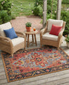Patio Heritage Collection Area Rug -  Garden Rectangle Rust Red and Blue  lifestyle 34