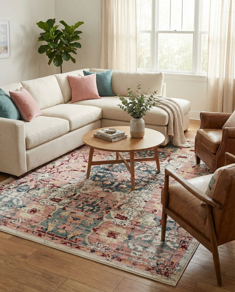 Savannah Elegance Collection Area Rug -  Azalea Rectangle Pink  lifestyle 21