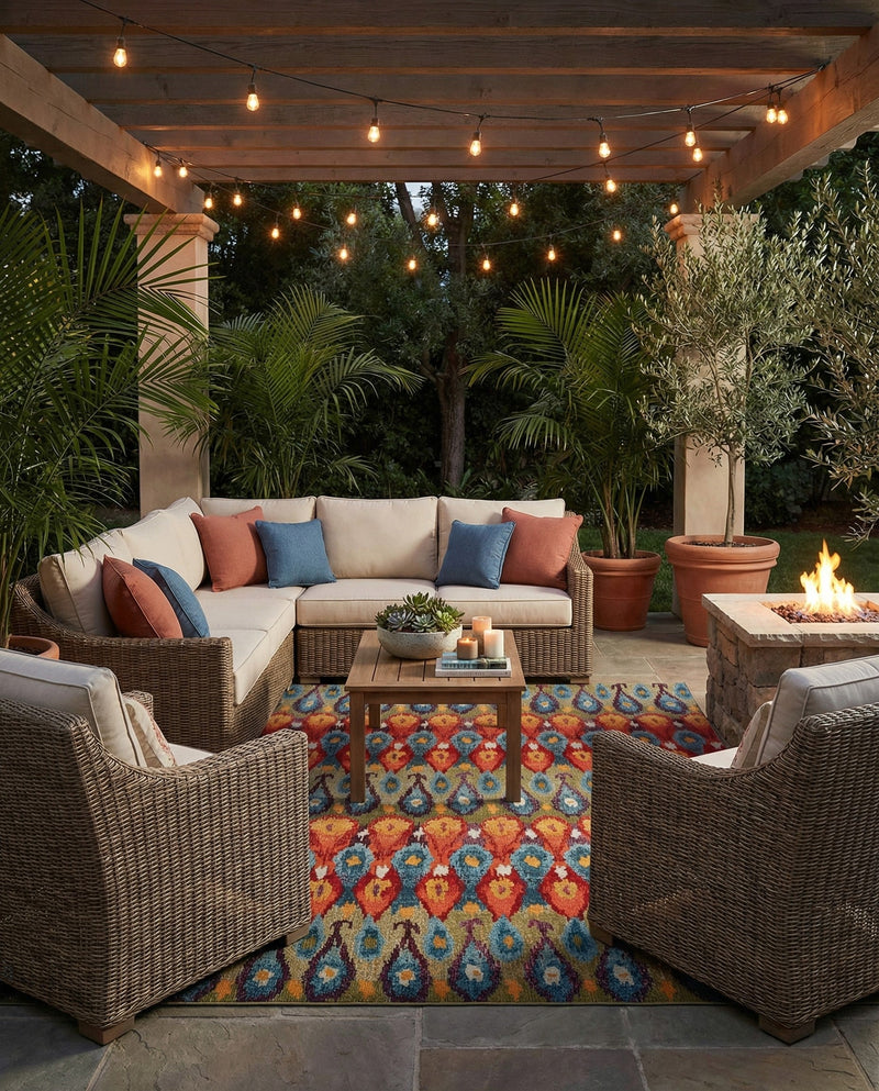 Urban Terrace Collection Area Rug -  Compass Rectangle Multi  lifestyle 32