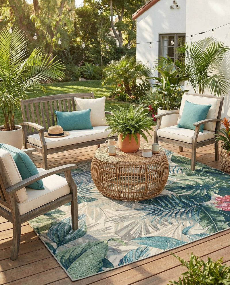 Seaside Blooms Collection Area Rug -  Paradise Rectangle Multi  lifestyle 52