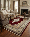Persian Elegance Collection Area Rug - Isfahan Rectangle Burgundy  lifestyle 21
