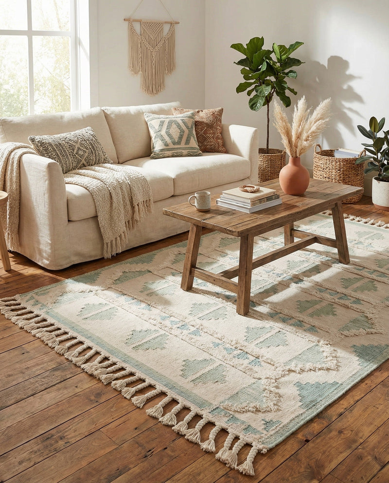 Sonoran Collection Area Rug - BellRock Rectangle Aquamarine and White  lifestyle 25