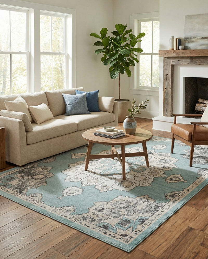 Beverly Grove Collection Area Rug - Melrose (Aqua) Rectangle Aqua  lifestyle 24