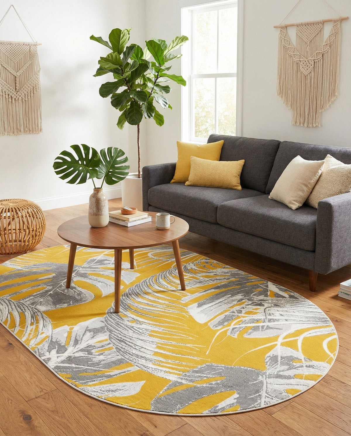 Meadow Breeze Collection Area Rug -  Clover Oval Yellow  lifestyle 180