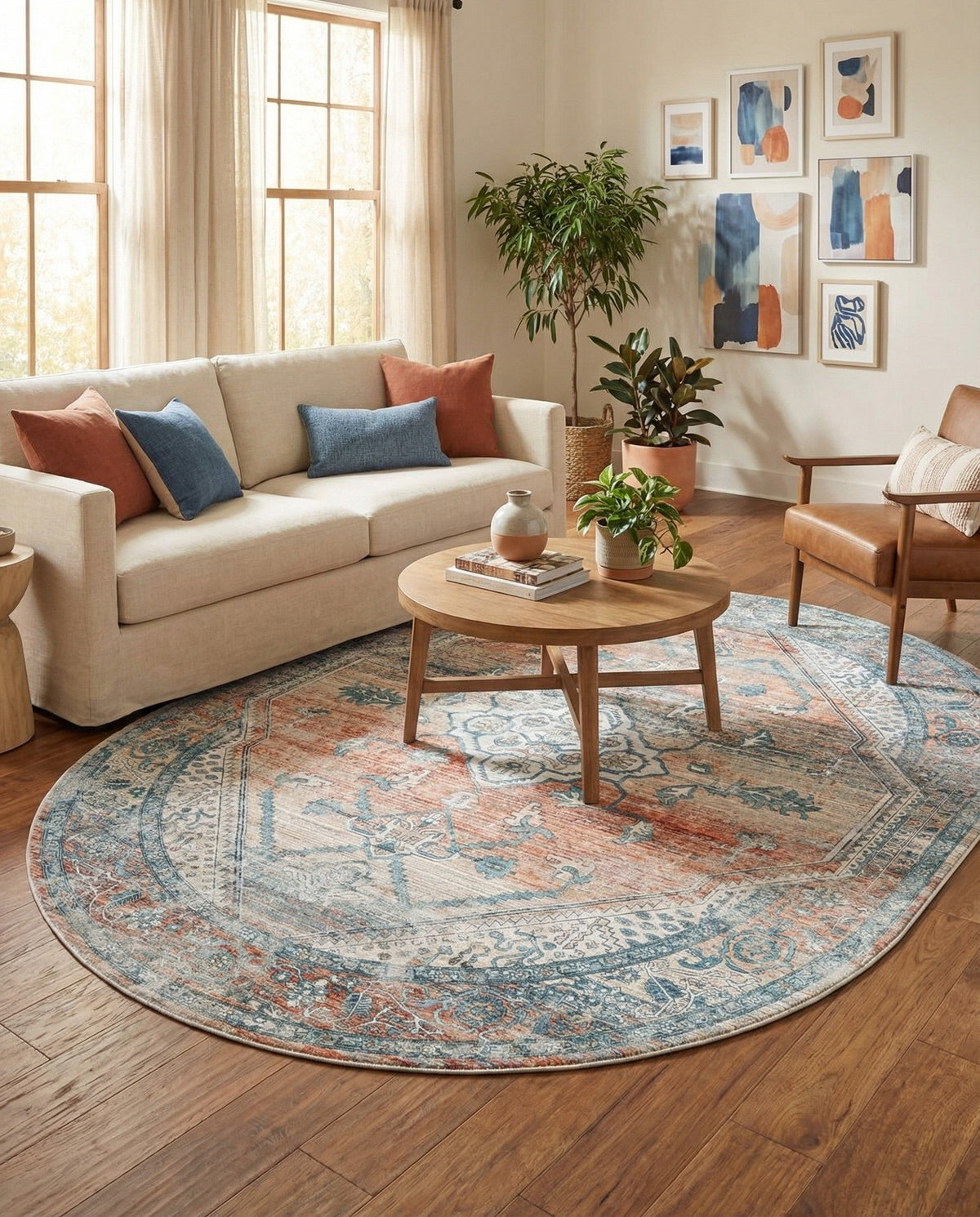 Coastal Haven Collection Area Rug -  Marina Oval Multi  lifestyle 166