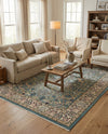 Persian Elegance Collection Area Rug -  Kerman (Blue) Rectangle Blue  lifestyle 32