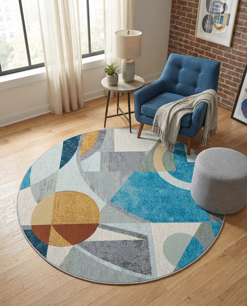 Urban Terrace Collection Area Rug -  Loggia Round Multi  lifestyle 52