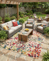 Outdoor Marrakesh Collection Area Rug -  Oujda Rectangle Multi  lifestyle 27
