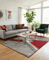 Urban Terrace Collection Area Rug -  Porch Rectangle Red and Black  lifestyle 17