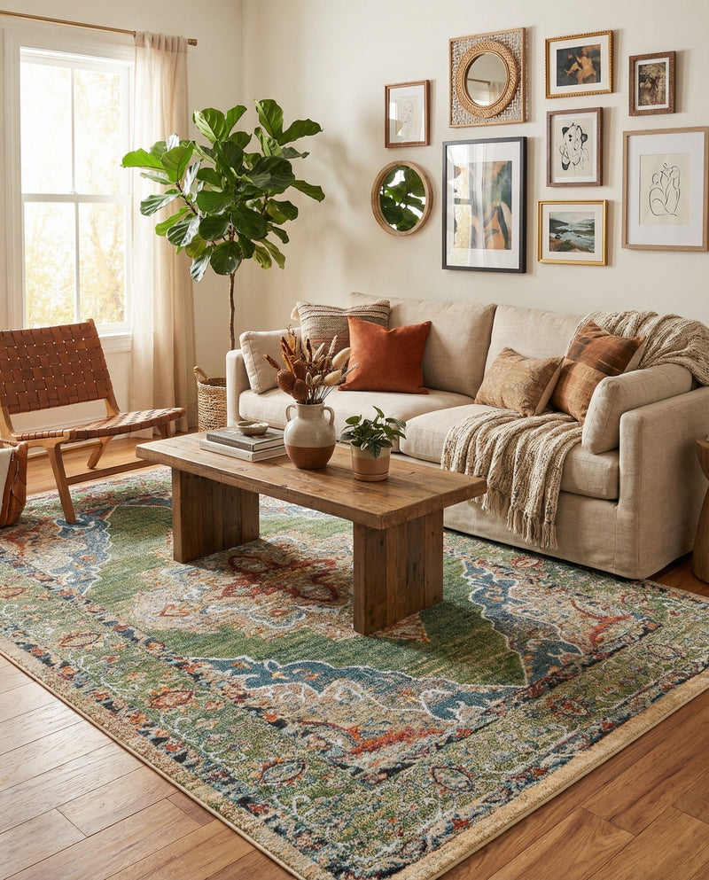 Savannah Soiree Collection Area Rug - Serengeti (Green) Rectangle Green  lifestyle 15