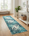 Seaside Blooms Collection Area Rug -  Provence Runner Teal blue  lifestyle 68