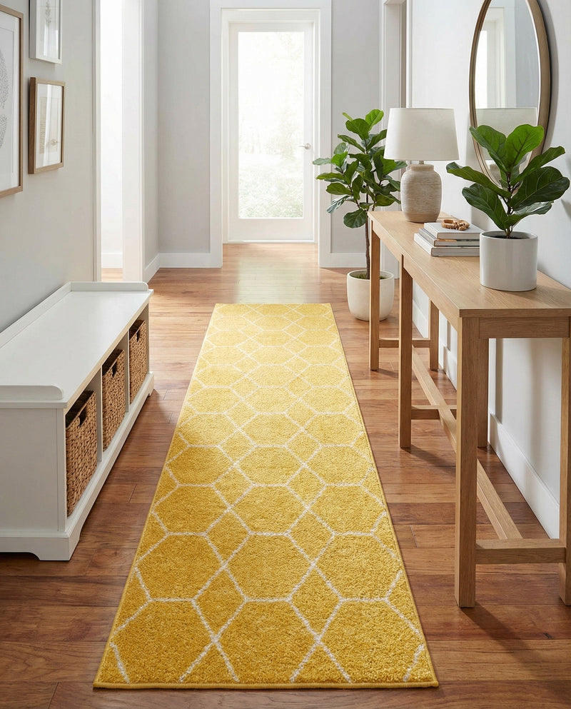 Trellis Mosaic Collection Area Rug - Arborville (Yellow) Runner Yellow  lifestyle 42
