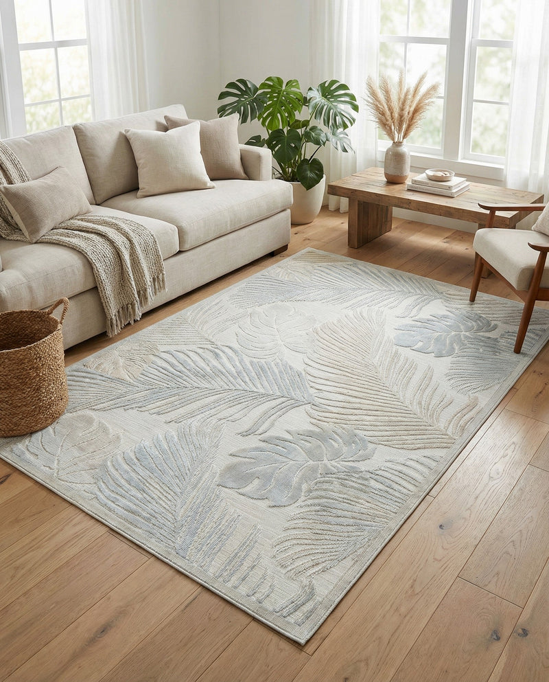 Seaside Blooms Collection Area Rug -  Tranquil Rectangle Gray  lifestyle 11