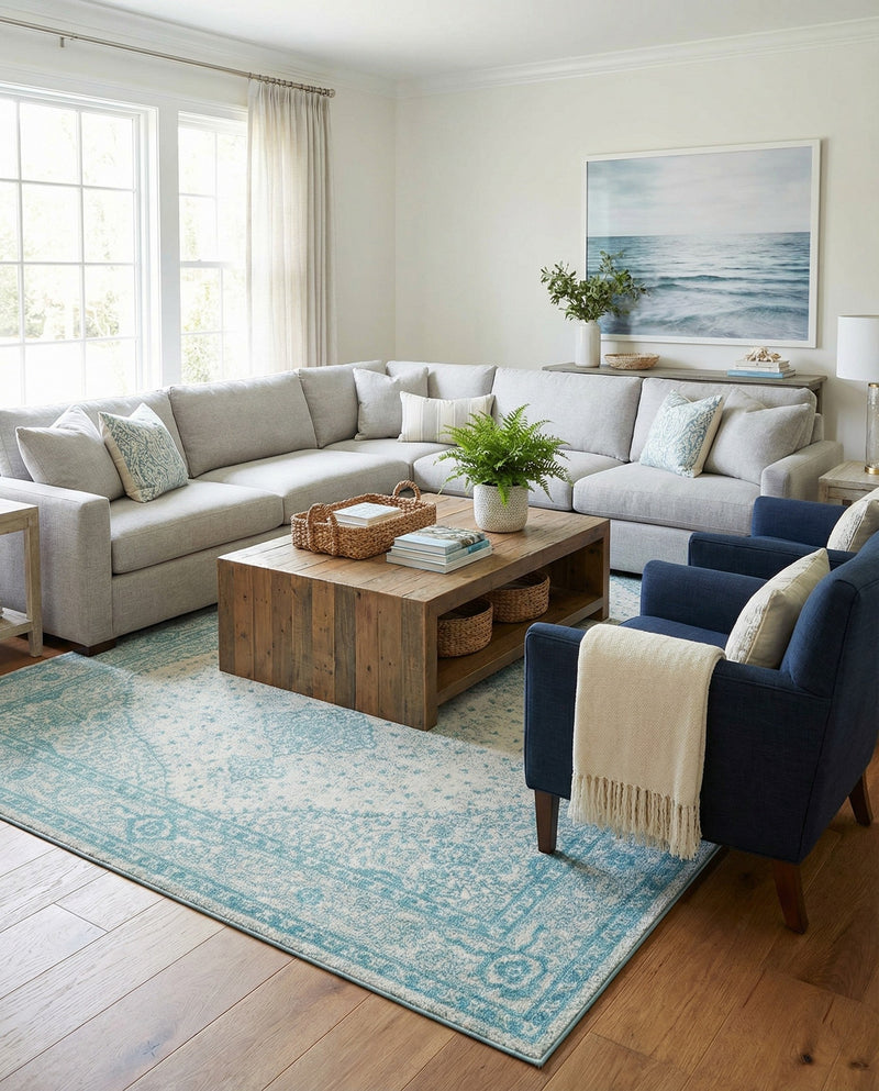 Dover Terrace Collection Area Rug - Marina (Aqua) Rectangle Aqua  lifestyle 4