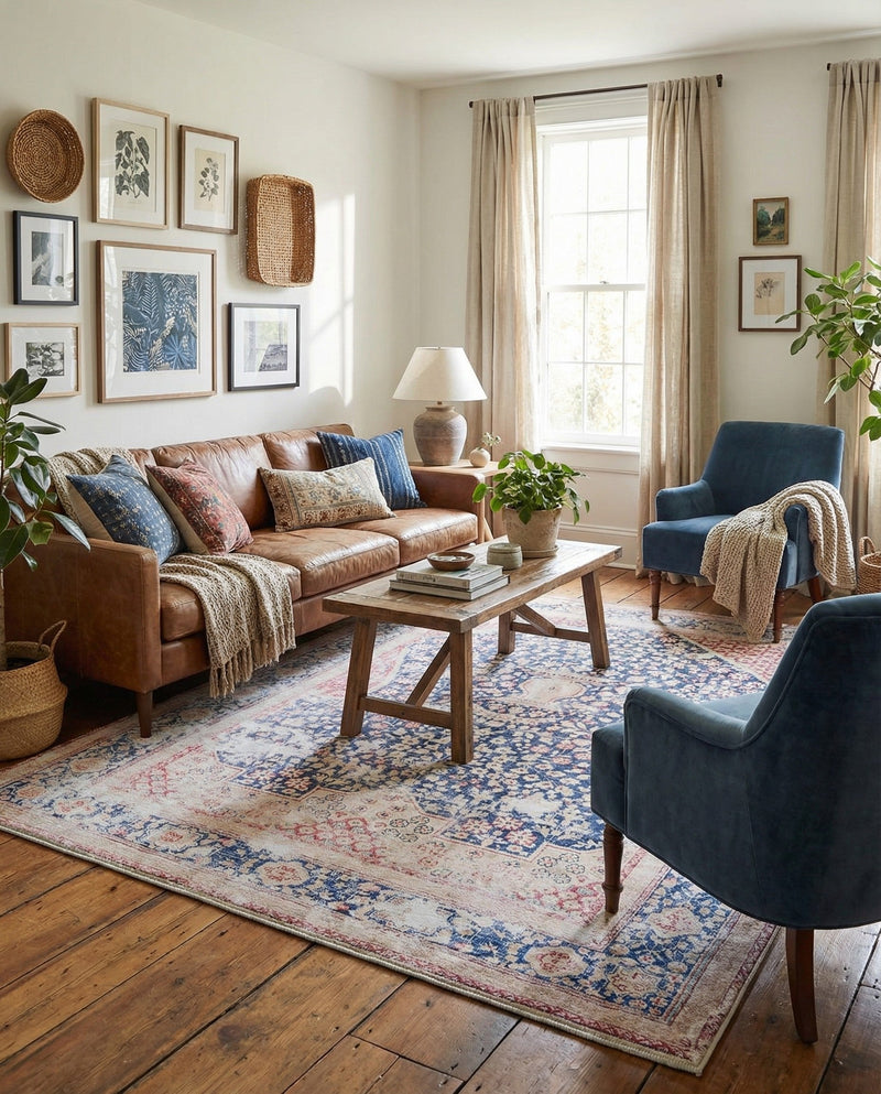 Bazaar Chic Collection Area Rug -  Rabat Rectangle Navy Blue  lifestyle 20