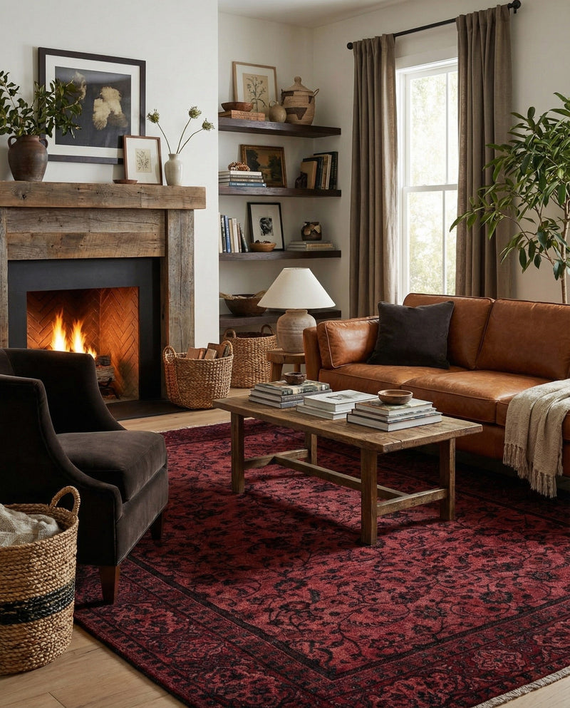 Bazaar Chic Collection Area Rug -  Larache Rectangle Antique Red  lifestyle 8