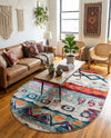 Colorburst Oasis Collection Area Rug -  Lagoon Oval Multi  lifestyle 45