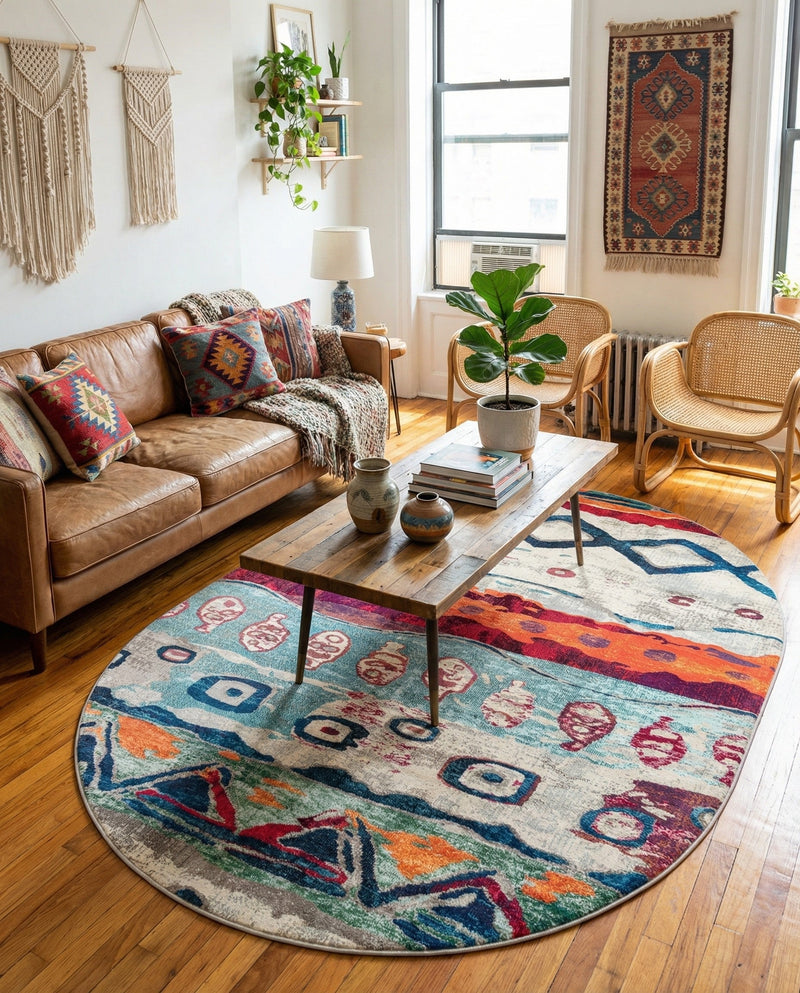 Colorburst Oasis Collection Area Rug -  Lagoon Oval Multi  lifestyle 45