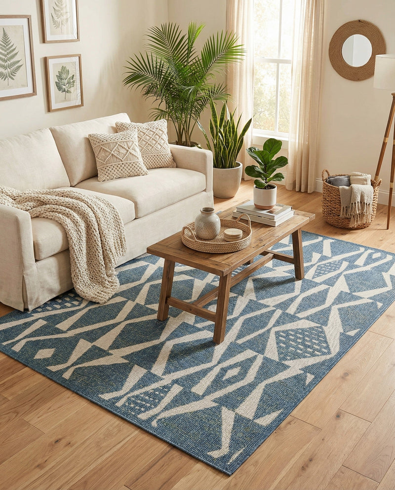Coastal Terrace Collection Area Rug -  Tidepool Rectangle Blue  lifestyle 8