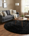 Eternal Plush Oasis Collection Area Rug -  Tranquility (Onyx Black) Round Onyx Black  lifestyle 27