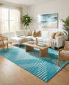 Seychelles Stripes Collection Area Rug - Mahe (Turquoise) Rectangle Turquoise  lifestyle 5