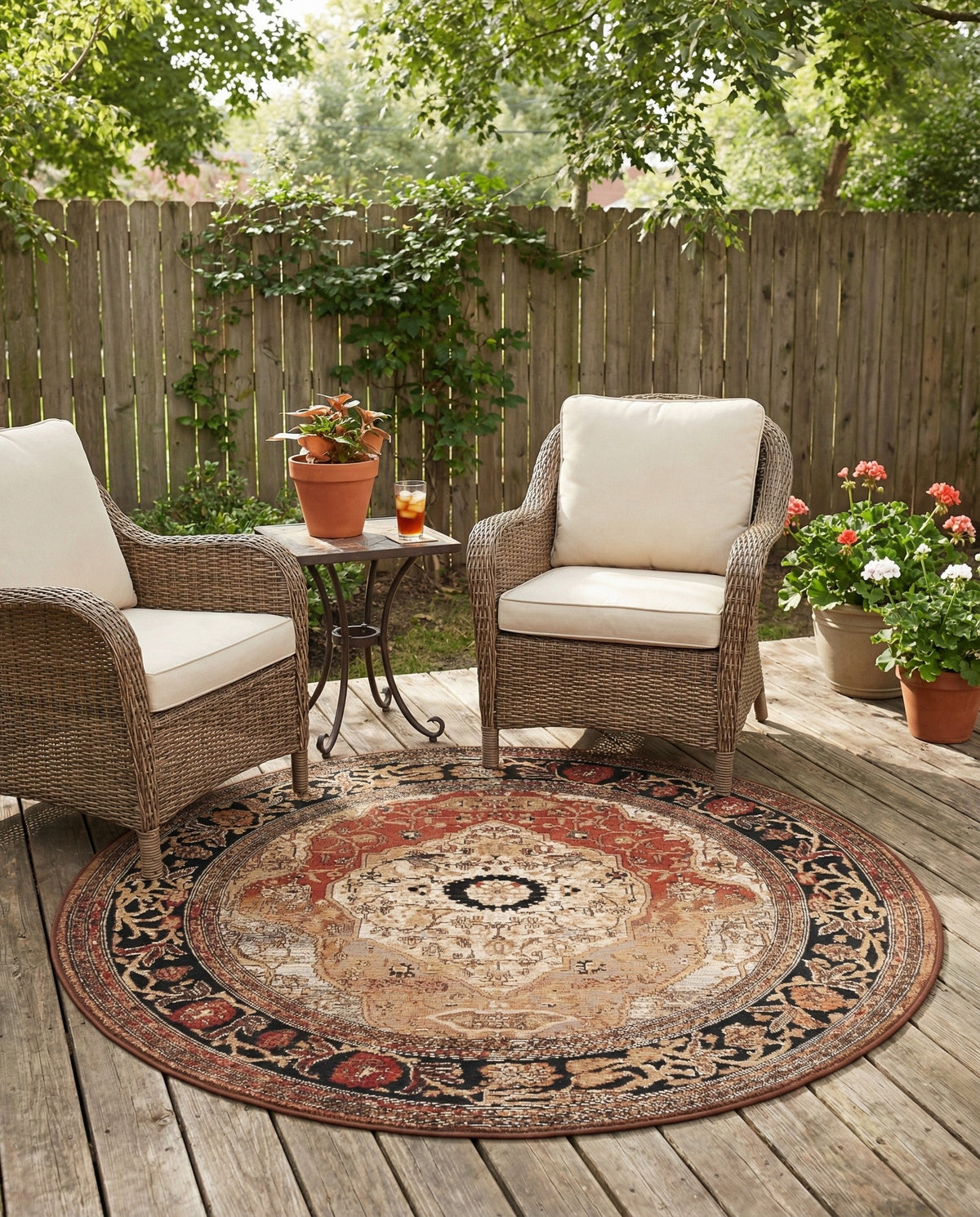 Patio Heritage Collection Area Rug -  Gazebo Round Multi  lifestyle 89