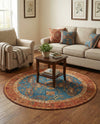 Patio Heritage Collection Area Rug -  Pavilion Round Navy Blue  lifestyle 63