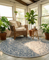 Coastal Manor Collection Area Rug -  Seagrove Round Dark Blue  lifestyle 56