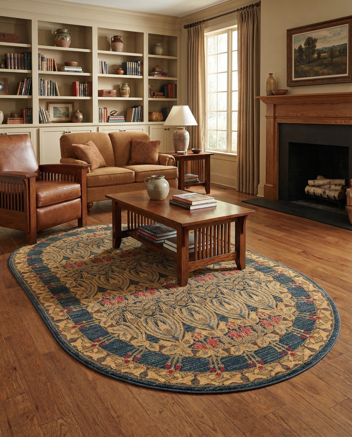 Chelsea Elegance Collection Area Rug -  Brompton (Navy Blue) Oval Navy Blue  lifestyle 123