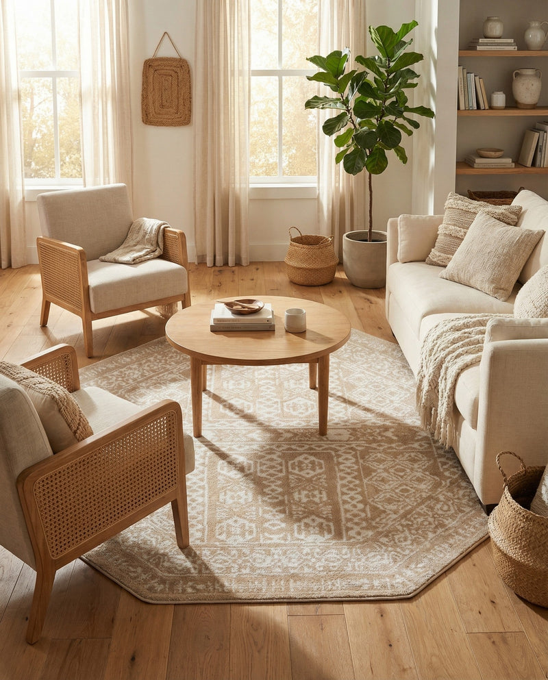 Cambridge Classics Collection Area Rug - Trinity (Beige) Octagon Beige  lifestyle 57