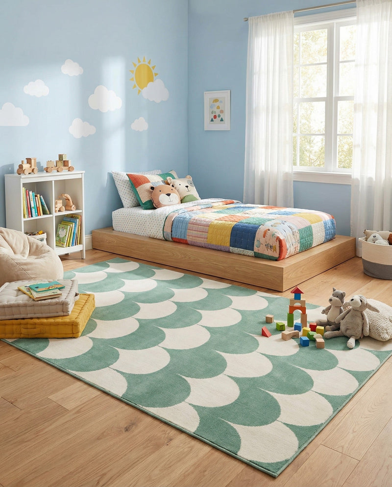 Wonder Tykes Collection Area Rug - Sparklewood Rectangle Soft Green  lifestyle 29
