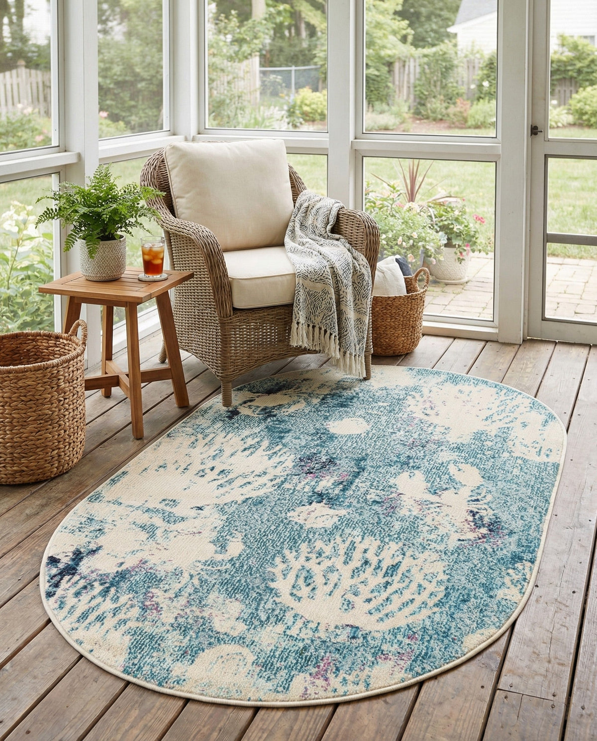 Sorrento Shores Collection Area Rug -  Vico Oval Light Blue  lifestyle 112