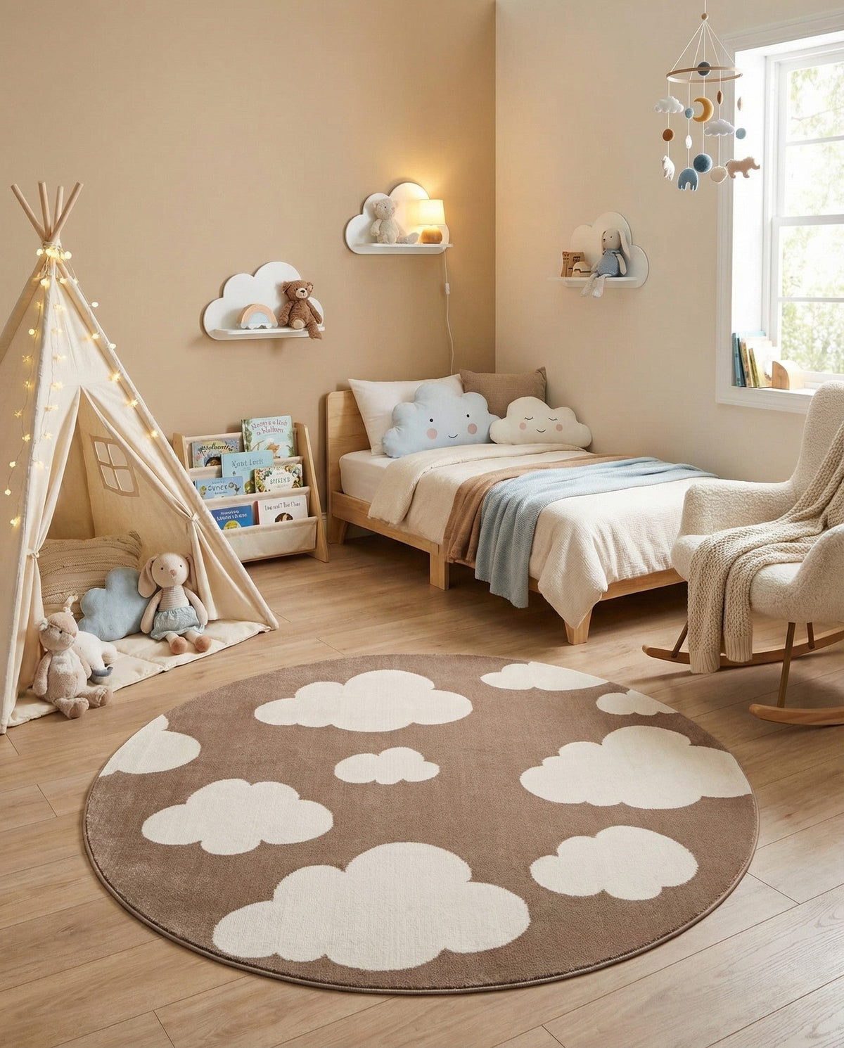 Wonder Tykes Collection Area Rug -  Dreamview Round Hazelnut Beige  lifestyle 98