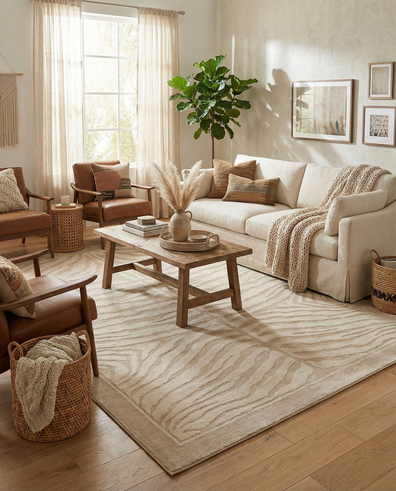 Savannah Sojourn Collection Area Rug -  Kalahari Rectangle Beige and Ivory  lifestyle 24