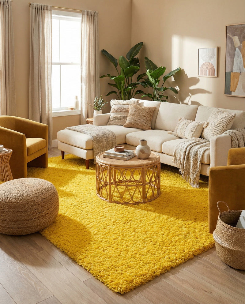 Plush Oasis Collection Area Rug - Serenity (Tuscan Sun Yellow) Rectangle Tuscan Sun Yellow  lifestyle 9