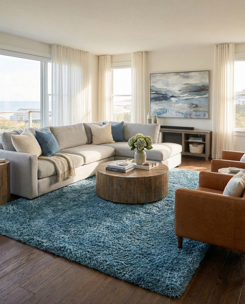 Eternal Plush Oasis Collection Area Rug -  Tranquility (Aegean Blue) Rectangle Aegean Blue  lifestyle 8