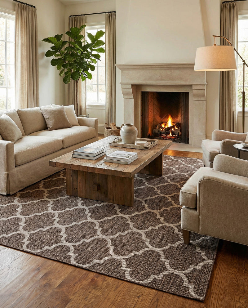 Savannah Pergola Collection Area Rug - Arbor (Brown) Square Brown  lifestyle 28