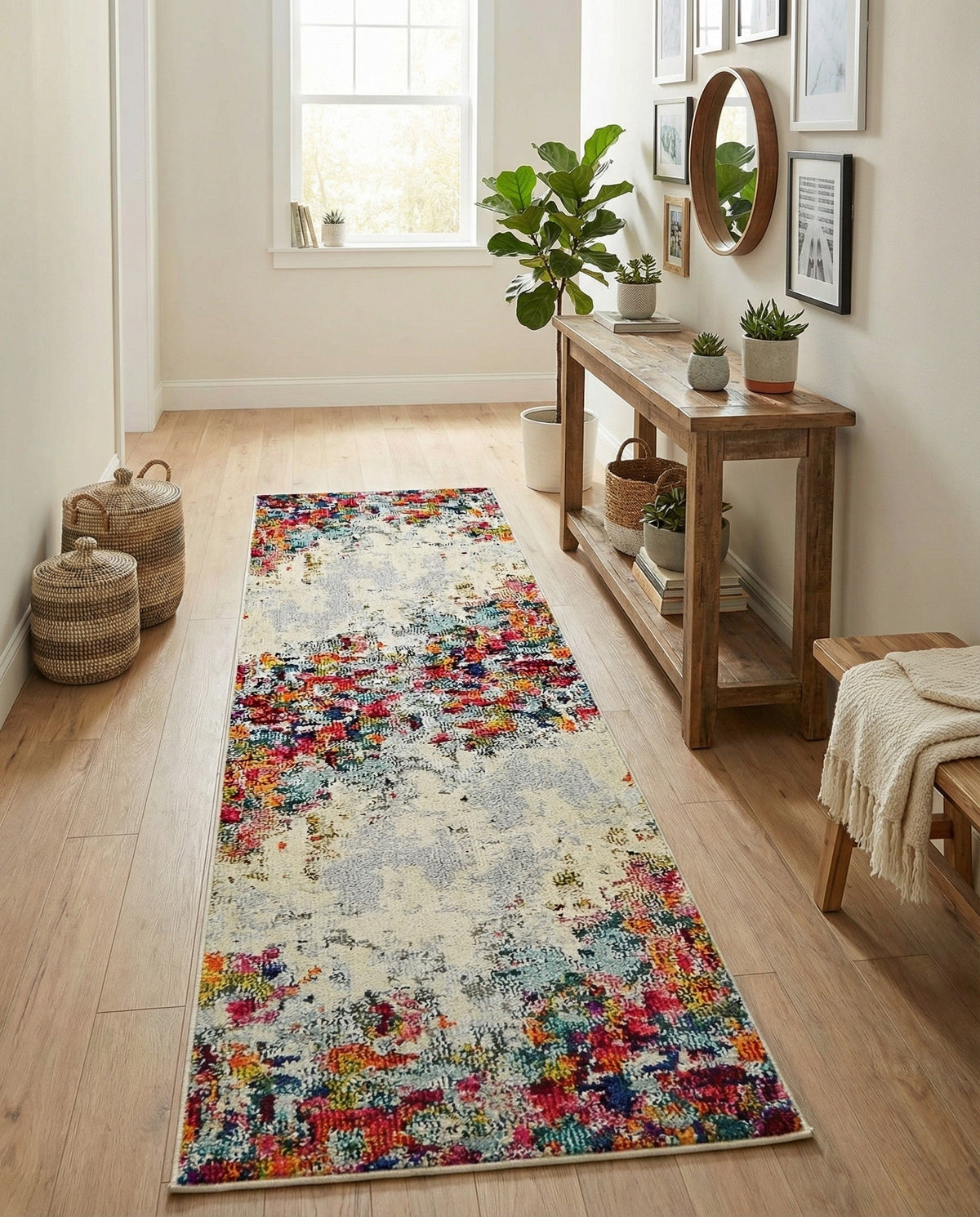 Chromatic Oasis Collection Area Rug -  Blush Runner Multi  lifestyle 132
