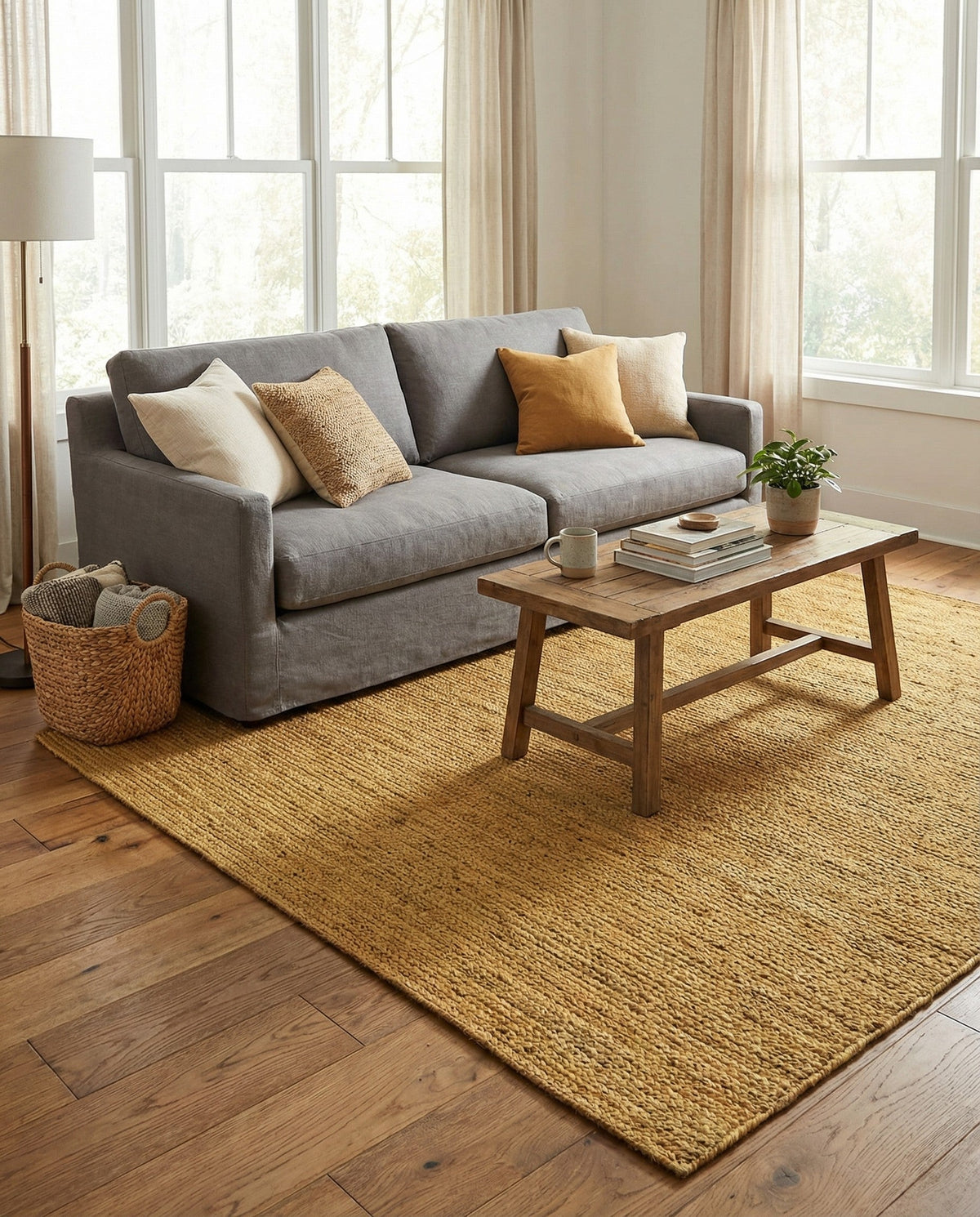 Woven Seaside Jute Collection Area Rug - Savannah (Yellow) Rectangle Yellow  lifestyle 26