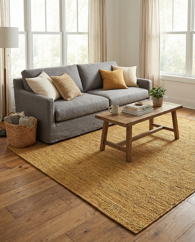 Woven Seaside Jute Collection Area Rug - Savannah (Yellow) Rectangle Yellow  lifestyle 26