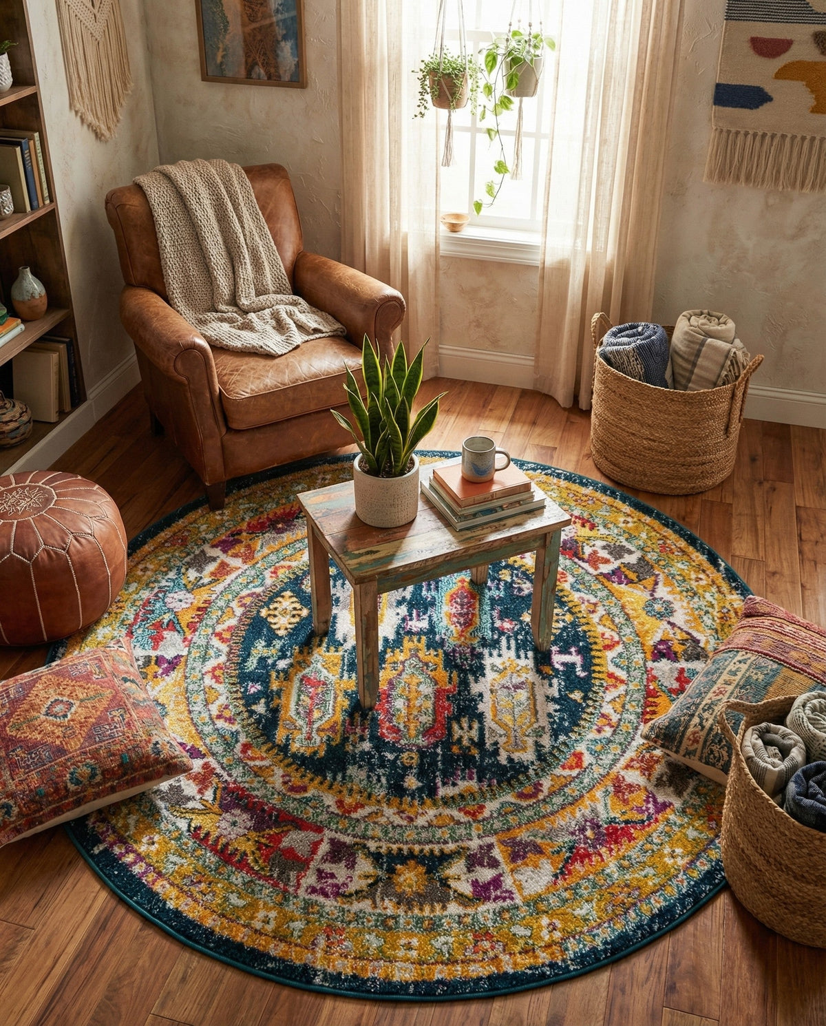 Brighton Terrace Collection Area Rug -  Portslade Round Navy Blue  lifestyle 107