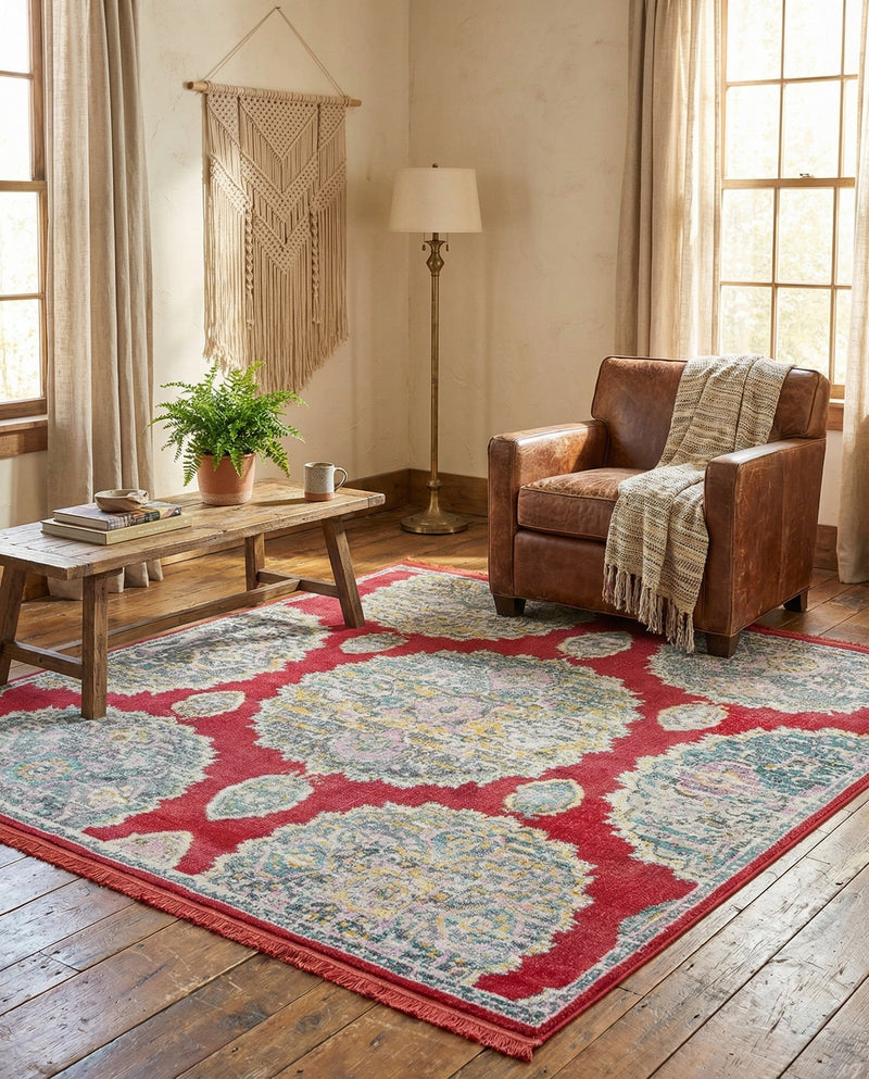 Arcadia Rugs Collection Area Rug -  Atlantis (Red) Square Red  lifestyle 57