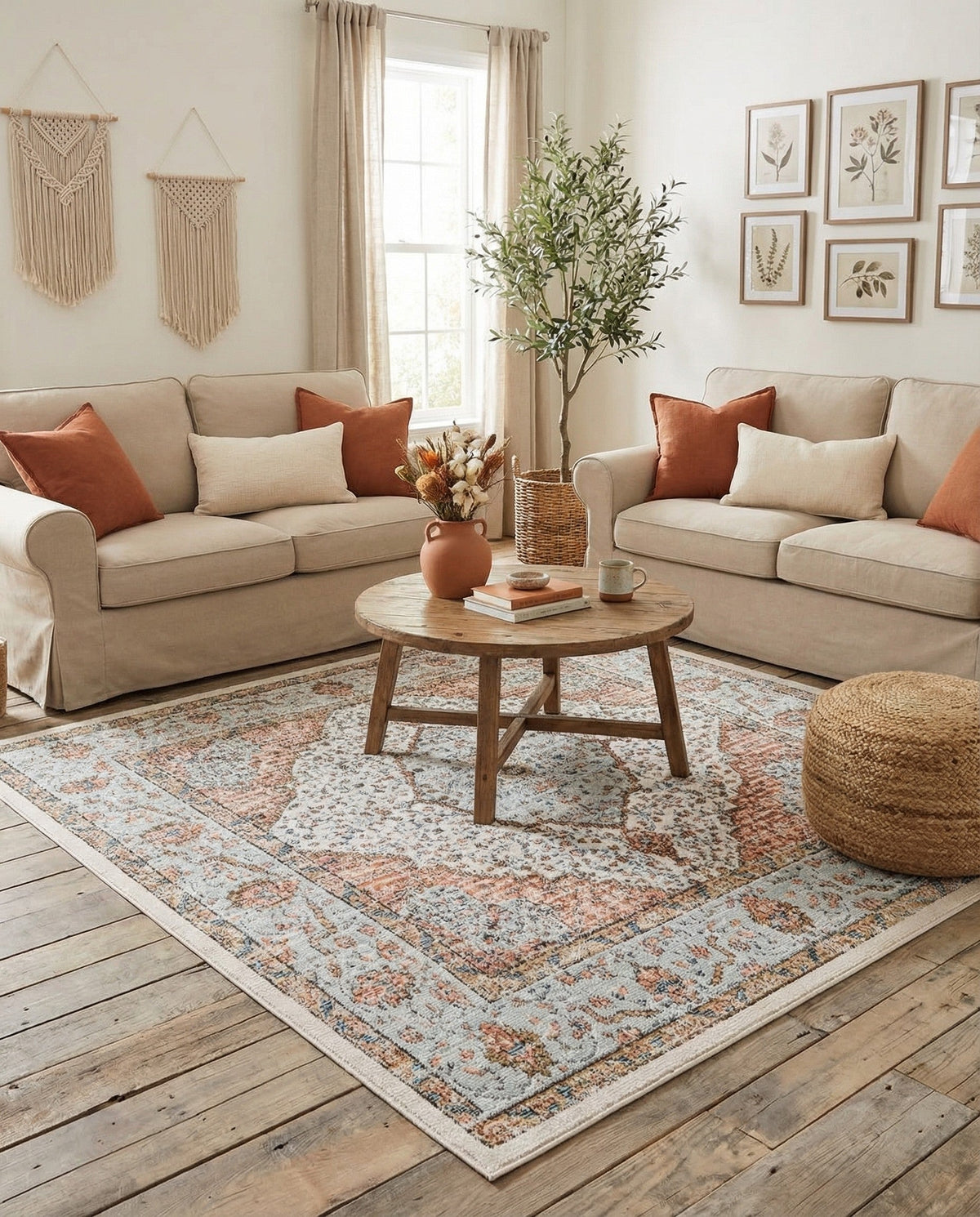 Mykonos Manor Collection Area Rug - Delos Square Ivory  lifestyle 208