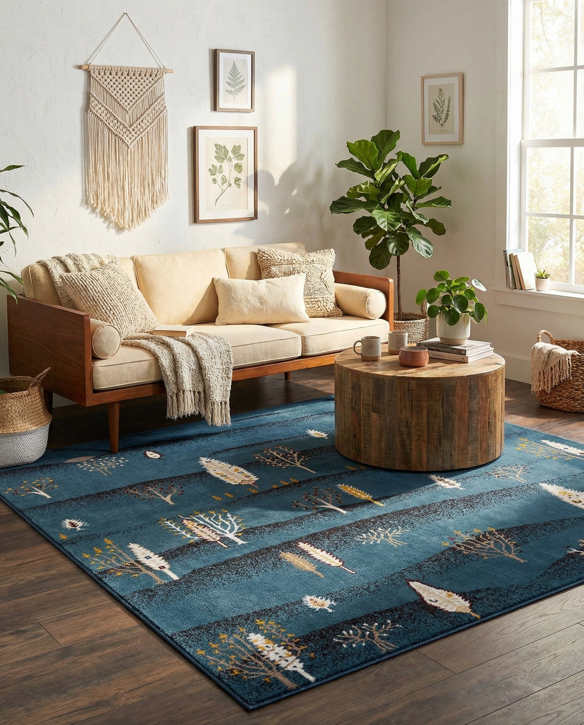 Coastal Haven Collection Area Rug -  Surfside Square Blue  lifestyle 63