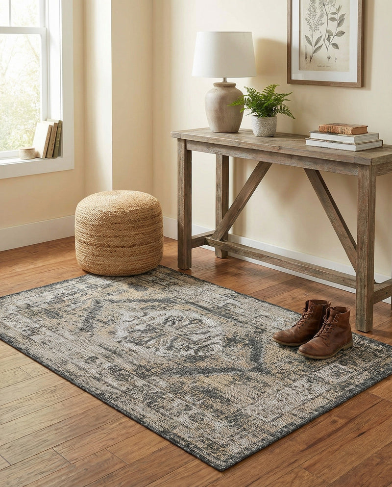 Patio Heritage Collection Area Rug -  Augusta (Charcoal) Rectangle Charcoal  lifestyle 22