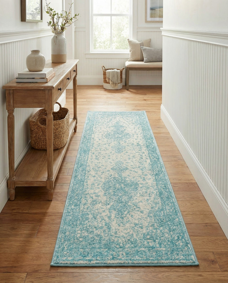 Dover Terrace Collection Area Rug - Marina (Aqua) Runner Aqua  lifestyle 41